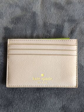 kate spade Metallic Champagne Card Case with Lime Accent